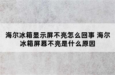 海尔冰箱显示屏不亮怎么回事 海尔冰箱屏幕不亮是什么原因